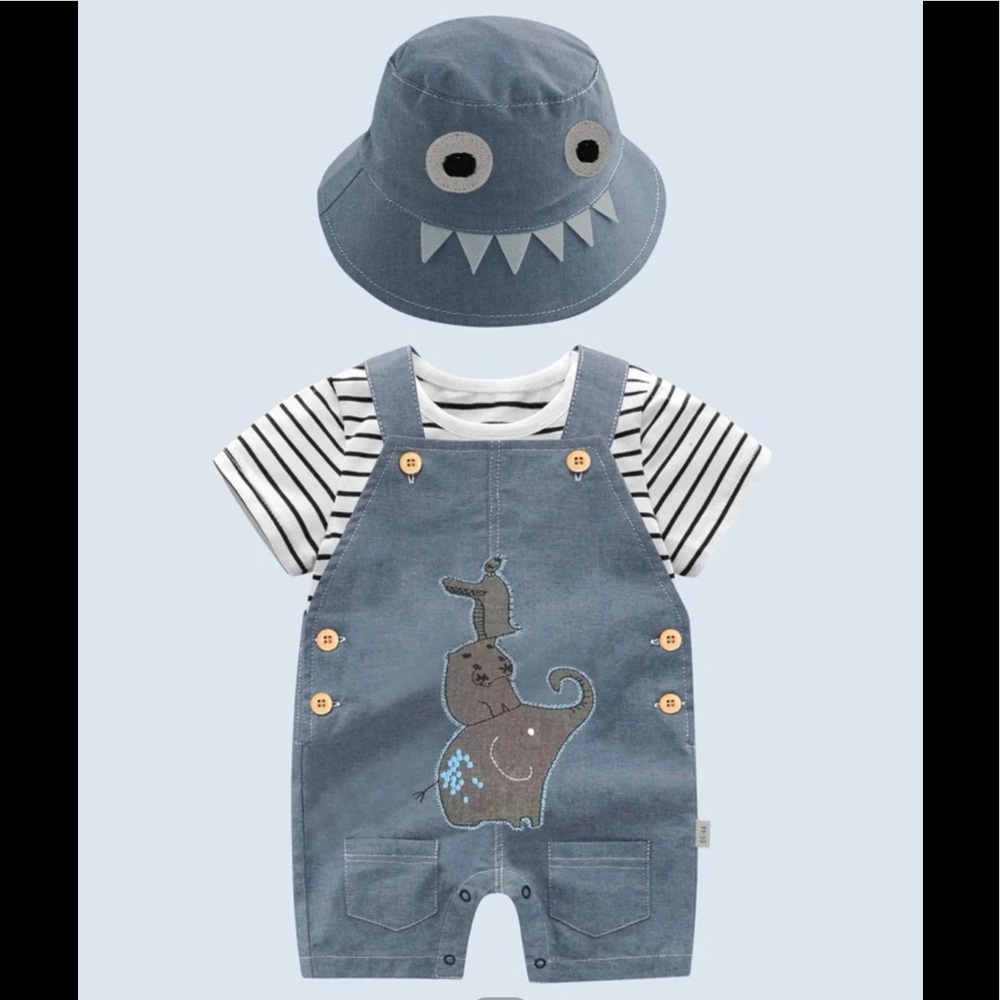 Baby boy striped bodysuit & overall set
